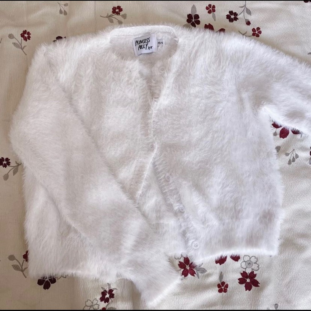 princess polly felice cropped fuzzy cardigan